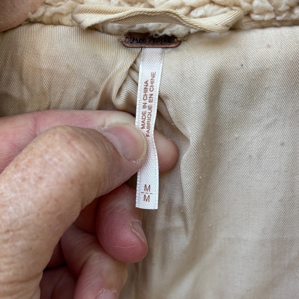 Free People Ladies Cream Sherpa Jacket-M - Picture 4 of 9